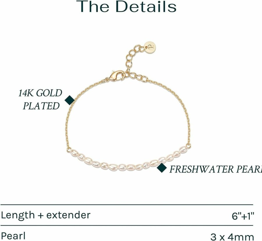 PAVOI Pavoi Gold Tiny Pearl Bracelet | 14K Gold Plated Freshwater ...